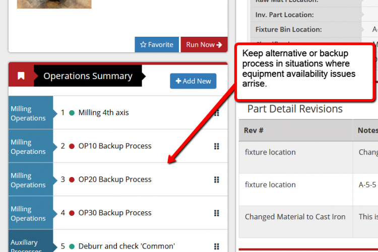 Document multiple ways to process parts and keep them for an emergency. This became a real savior to customer who ran into equipment availability issues and need to run on less capable equipment.